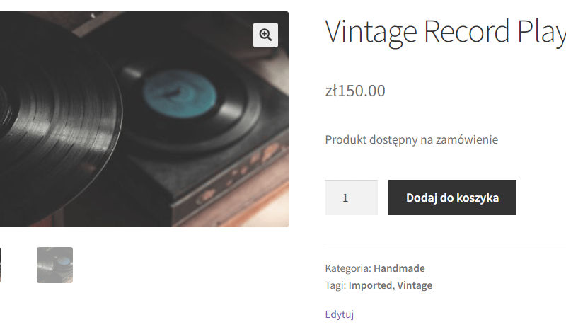 WooCommerce produkt na zamówienie - widok produktu