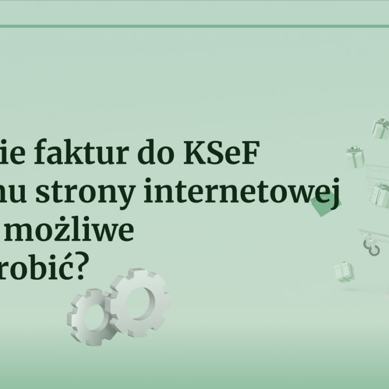 Grafika artykułu: Wysyłanie faktur do KSeF z poziomu strony internetowej, logo WooCommerce.pl na jasnozielonym tle z elementami graficznymi.